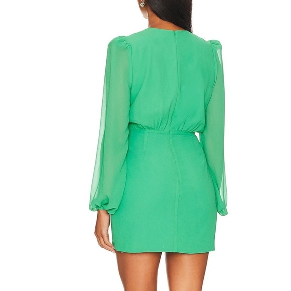 NBD Arijana Chiffon Mini Dress Mermaid Green Size Medium - Picture 3 of 6